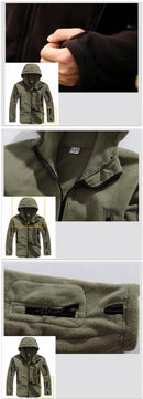US Military Fleece Tactical Jacket Men Thermal Outdoors Polartec Warm Hooded Coat
