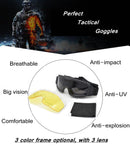 Hot Sale  Windproof Tactical  Goggles  Army Military Glasses With 3 Lenses