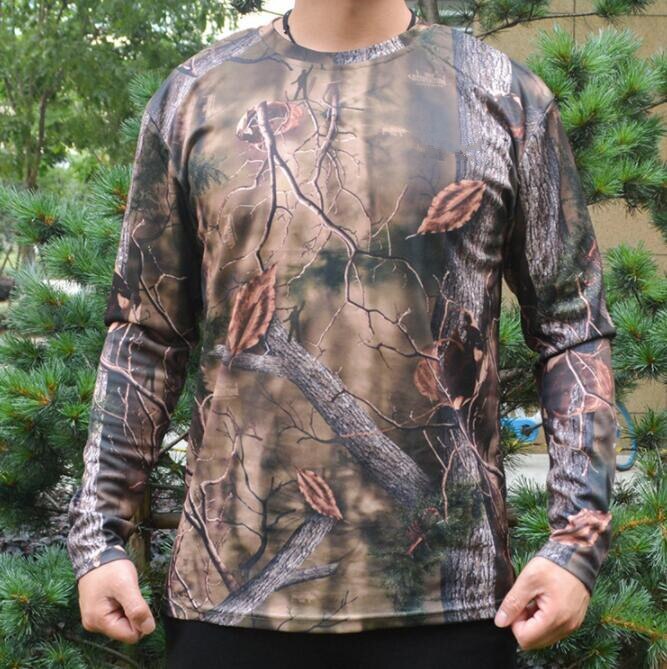 Bionic Tree Reed Camouflage T-shirt Polyester Long Sleeve Quick Dry Wear