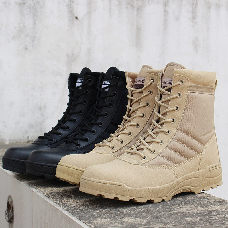 Men desert military tactical boots  waterproof hiking shoes