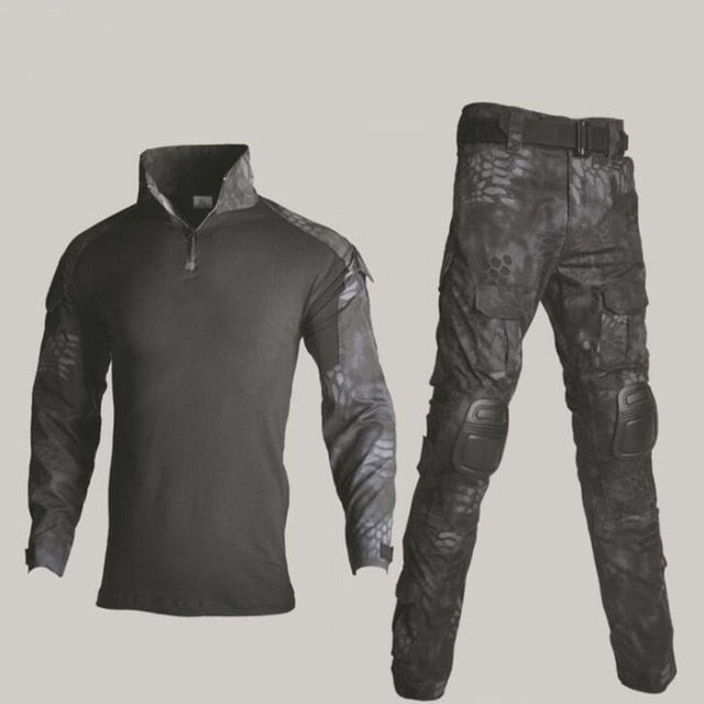 Military Uniform Shirt + Pants With Knee Elbow Pads